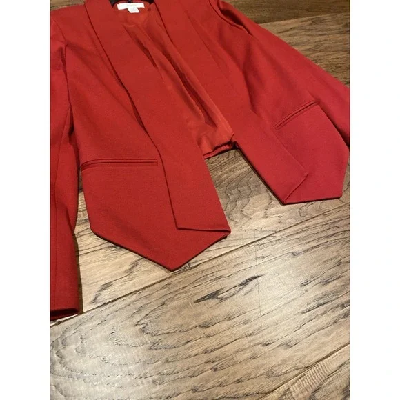 Chico's Open Front Blazer Red Collarless Structured Jacket Women's Size 0 - Picture 2 of 5